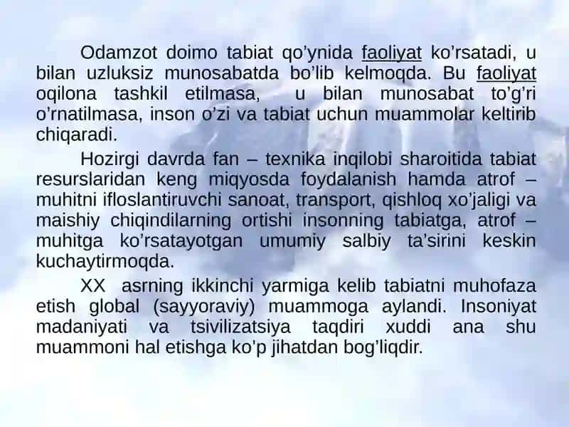 Atrof muhit global muammolari 2