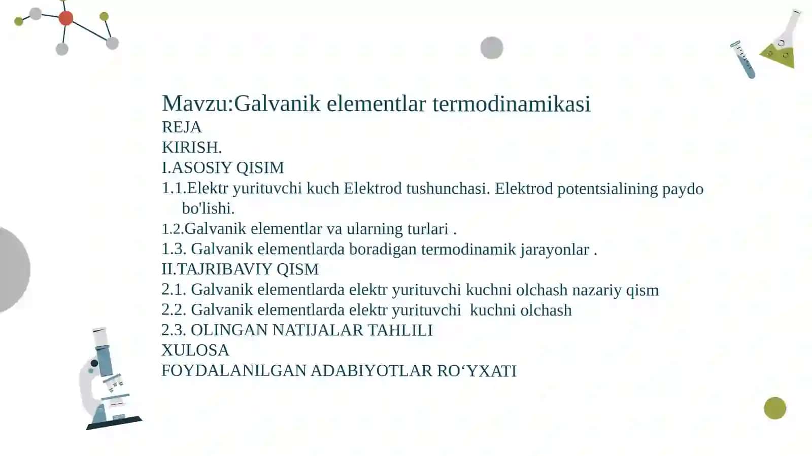 Galvanik elementlar termodinamikasi 2