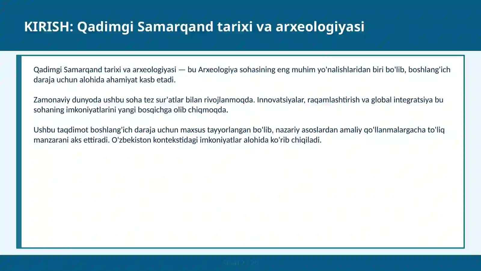 QADIMGI SAMARQAND TARIXI VA ARXEOLOGIYASI 2