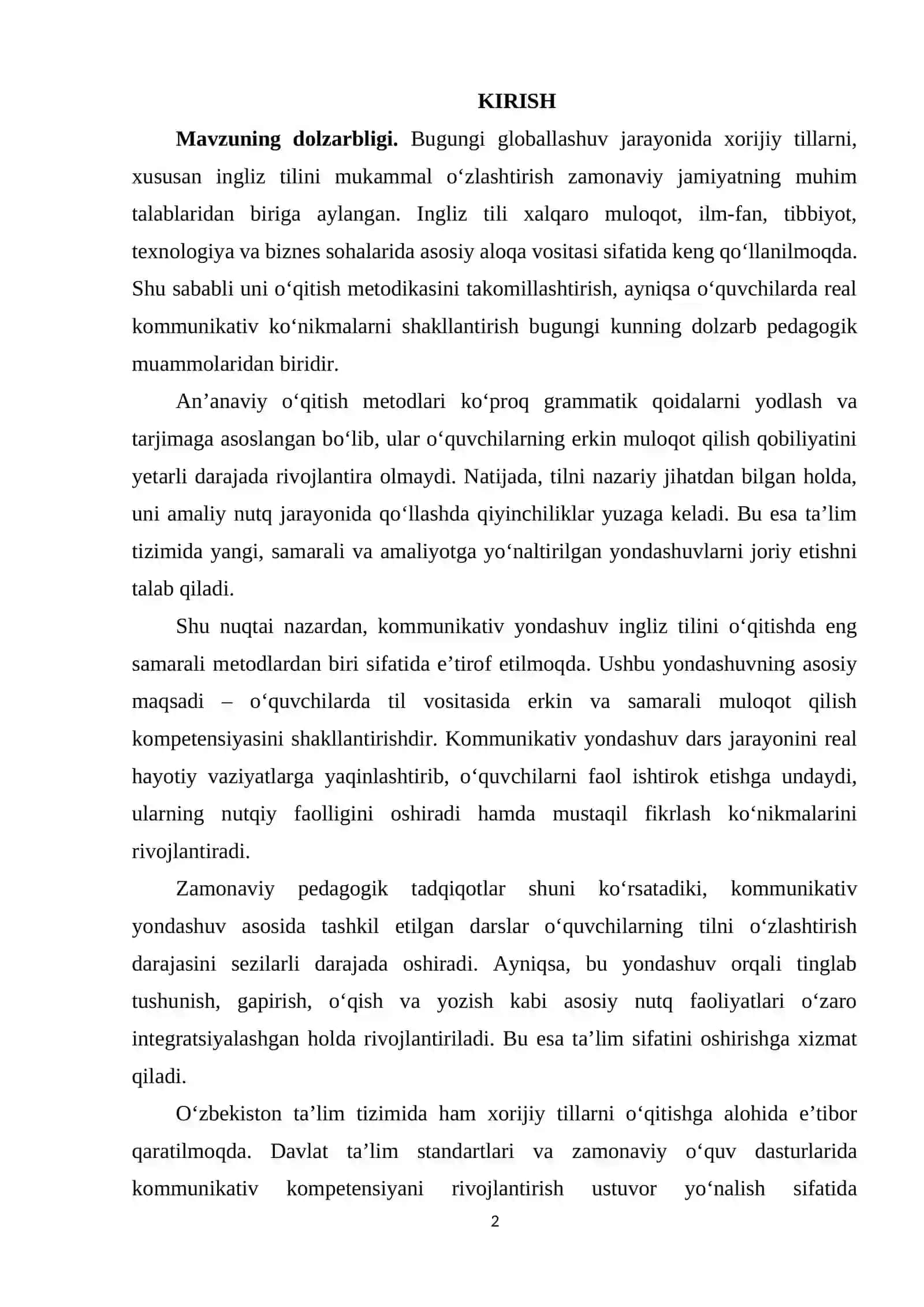 INGLIZ TILINI O’QITISHDA KOMMUNIKATIV YONDASHUVDAN FOYDALANISH 2