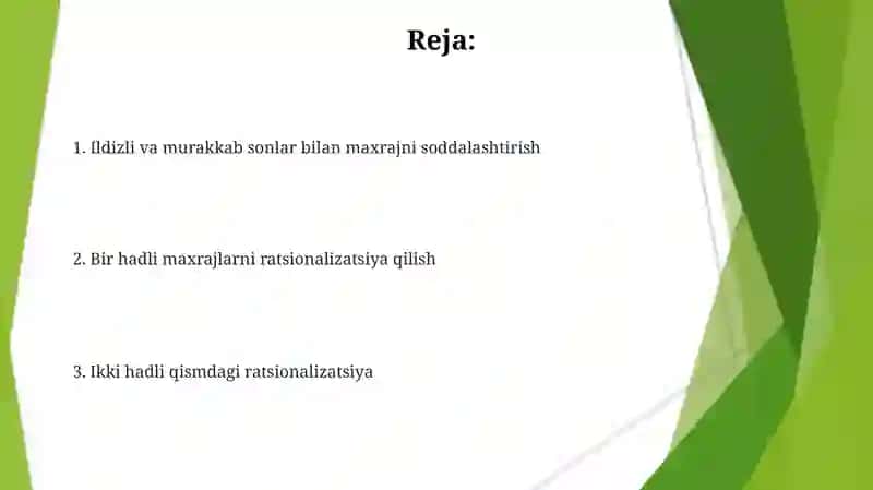 Maxrajlarni soddalashtirish 2