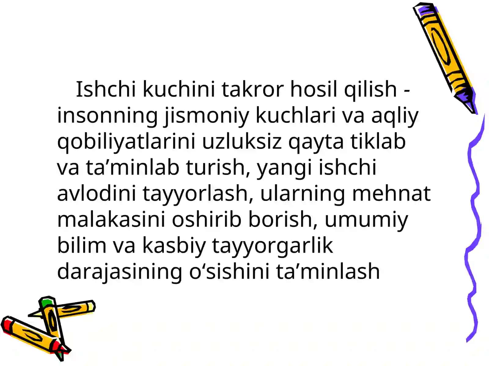 ISHCHI KUCHI, UNING BANDLIGI VA ISHSIZLIK 2