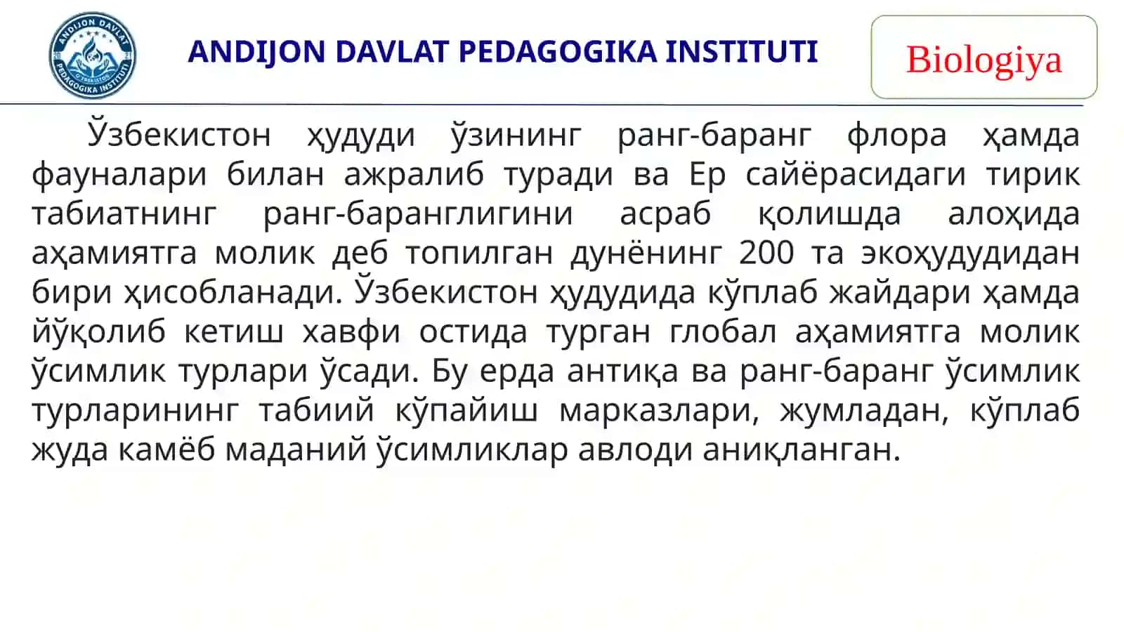 O‘zbekiston o‘simliklar qoplami va uning tasniflanishi 2