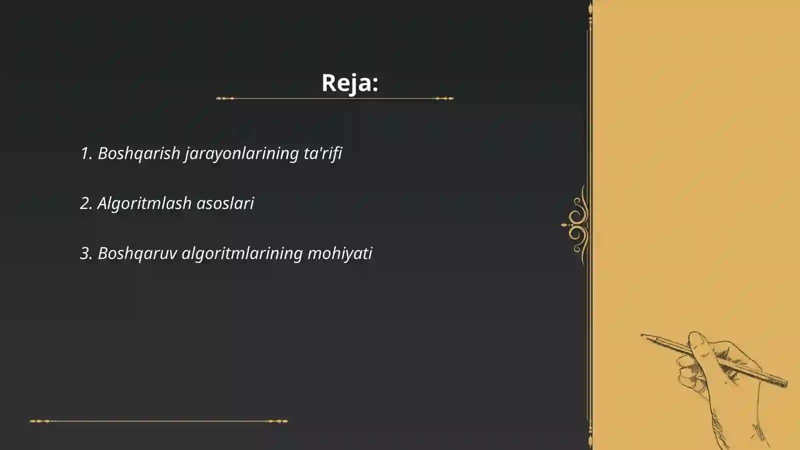 Boshqarish jarayonlarini algoritmlash 2