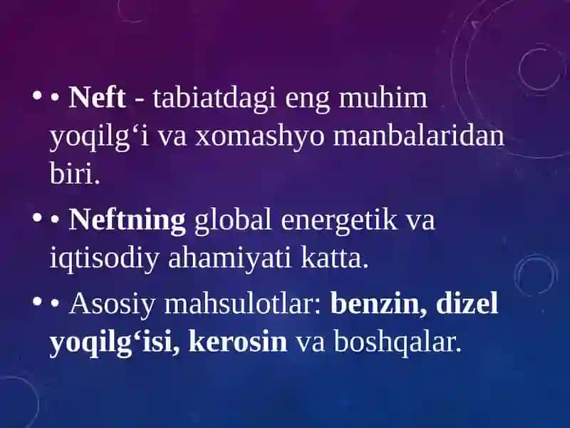 Neft va neftni qayta ishlash mahsulotlari 2