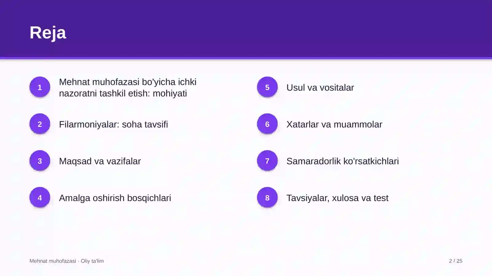 Filarmoniyalarda mehnat muhofazasi bo'yicha ichki nazoratni tashkil etish 2