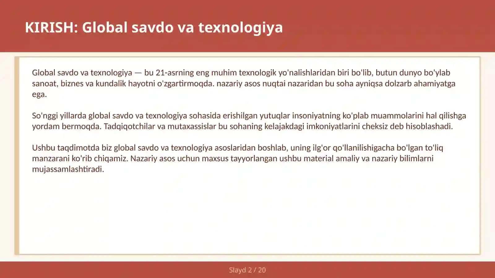 GLOBAL SAVDO VA TEXNOLOGIYA 2