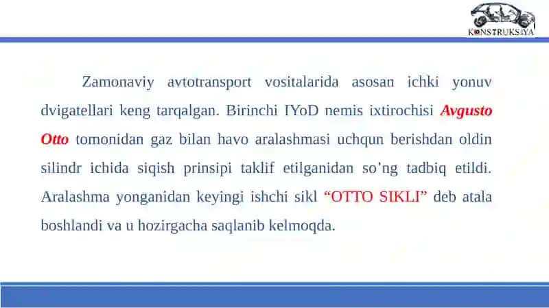 Zamonaviy avtomobillarning ichki yonuv dvigatellari 2