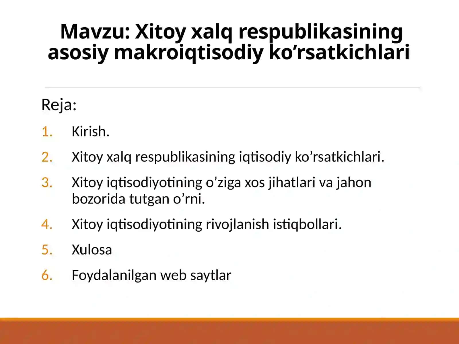 Xitoyning asosiy makroiqtisodiy ko’rsatkichlari 2