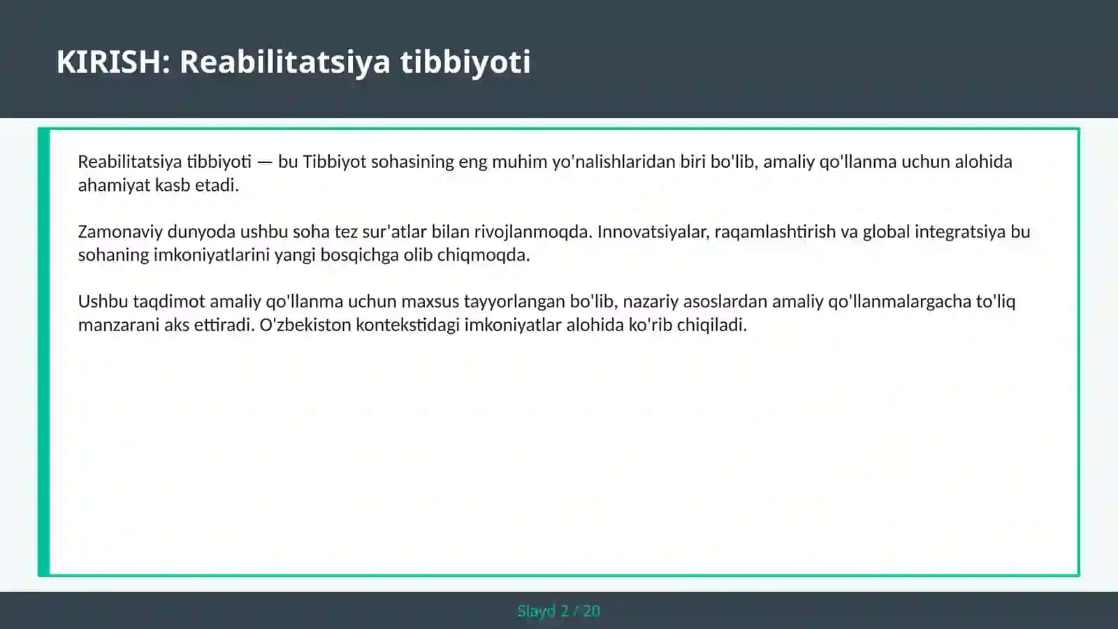 REABILITATSIYA TIBBIYOTI 2