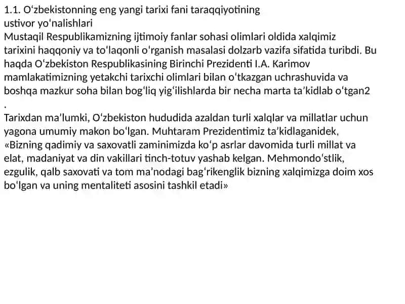 O'zbekistonning eng yangi tarixi fanlari 2