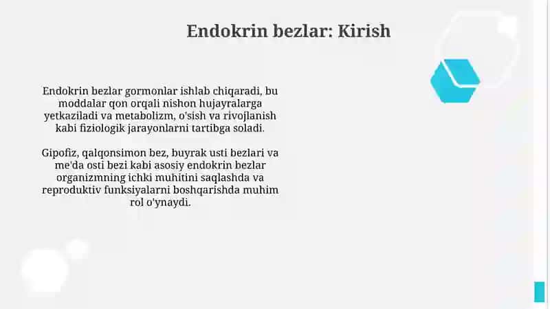 Endokrin bezlar: Umumiy ko'rinish va vazifalari 2