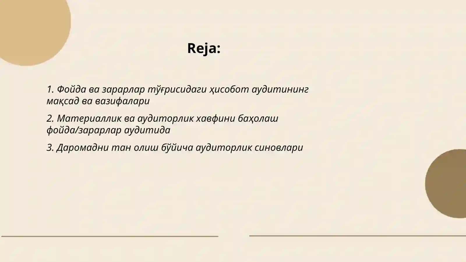 Фойда ва зарарлар тўғрисидаги ҳисобот аудити 2
