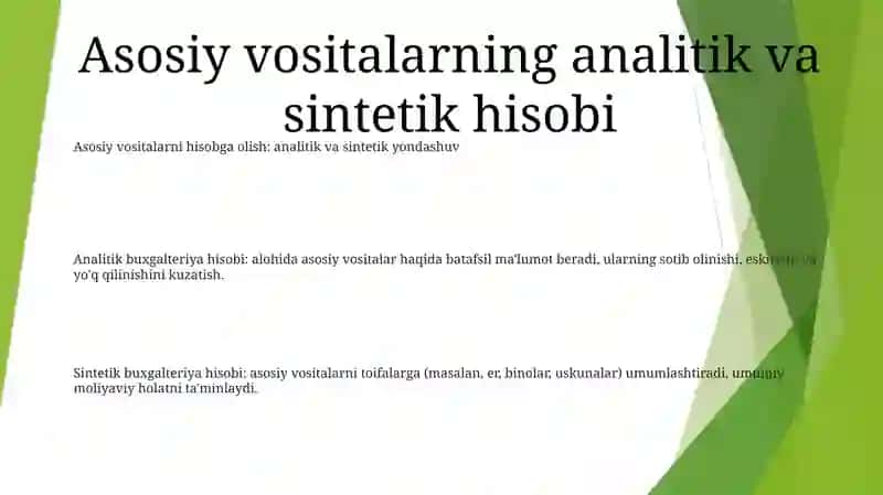 Asosiy Vositalarning Analitik Va Sintetik Hisobi 2