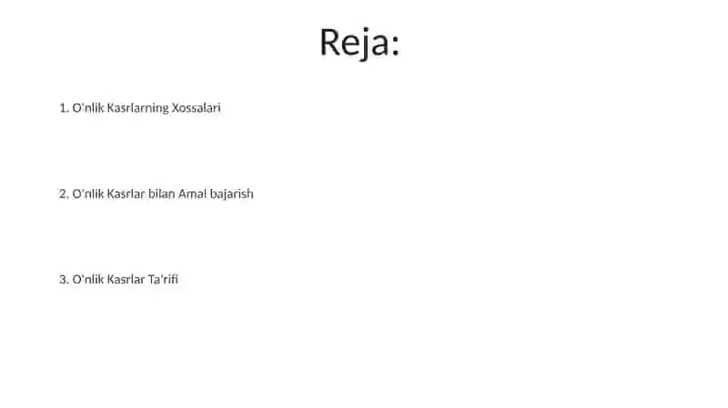 Oʻnli kasrlar 2