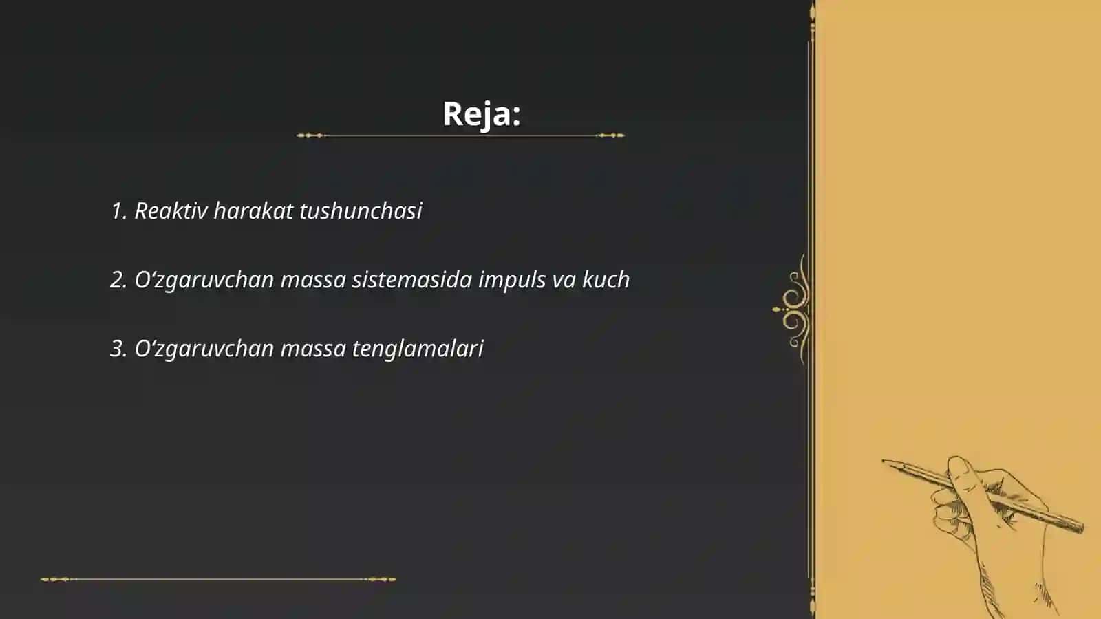 Oʻzgaruvchan massali jism harakati.Reaktiv harakat 2
