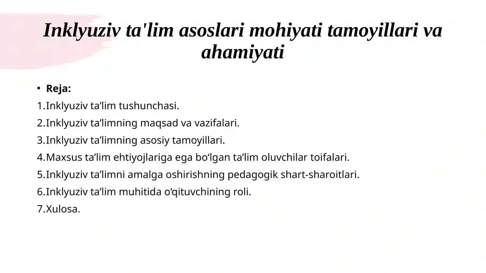 Umumi ypedagogika fanida tayyorlagan 2