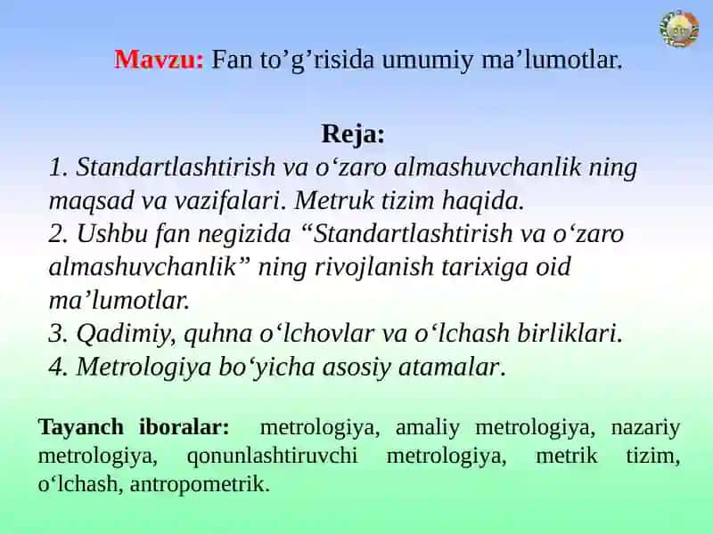 Fan to’g’risida umumiy ma’lumotlar 2