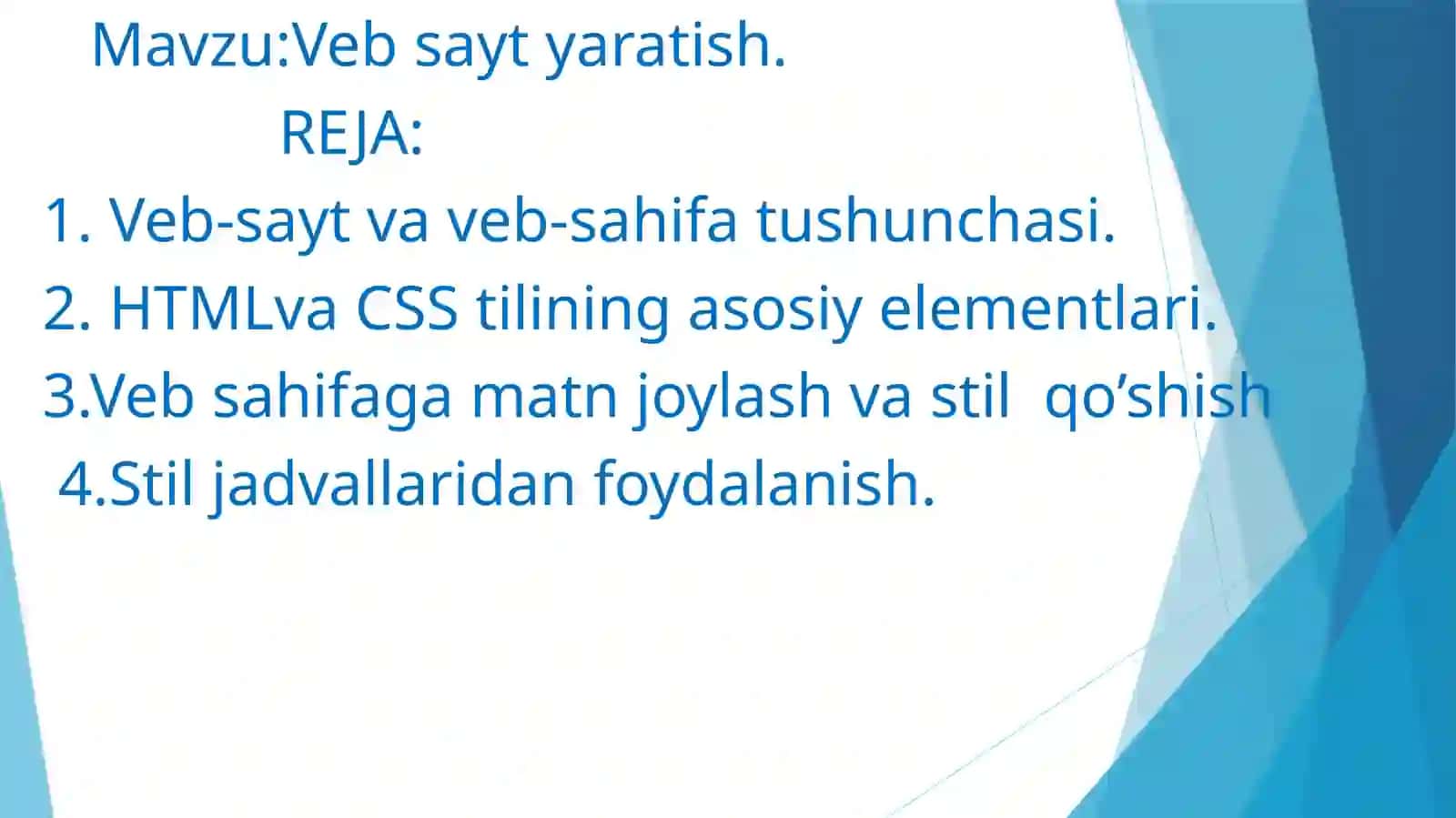 Veb-sayt yaratish 2