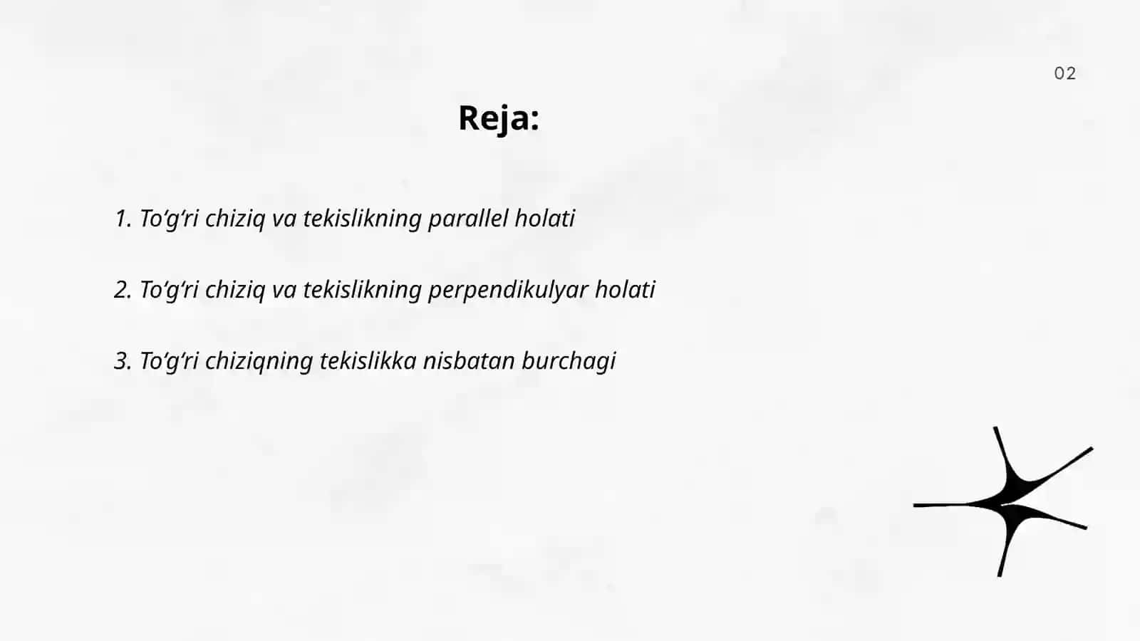 To‘g‘ri chiziq va tekislikning parallel holati 2