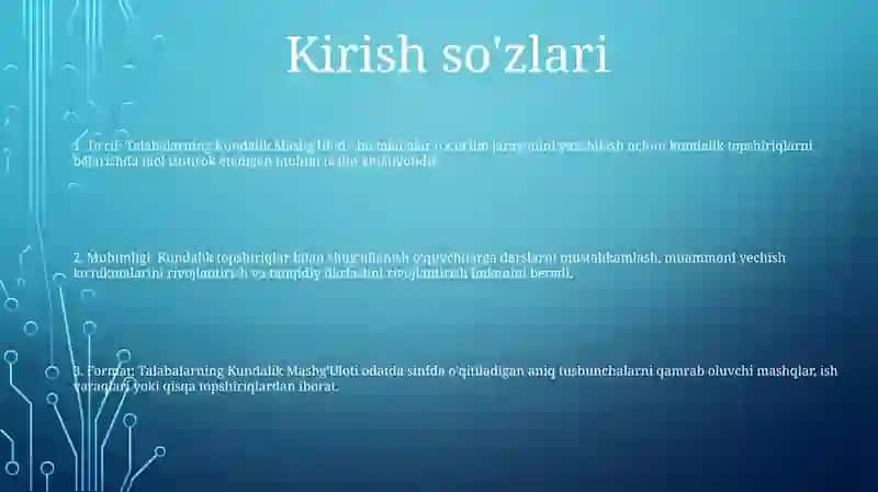 Talabalarning Kundalik Mashg'Uloti 2