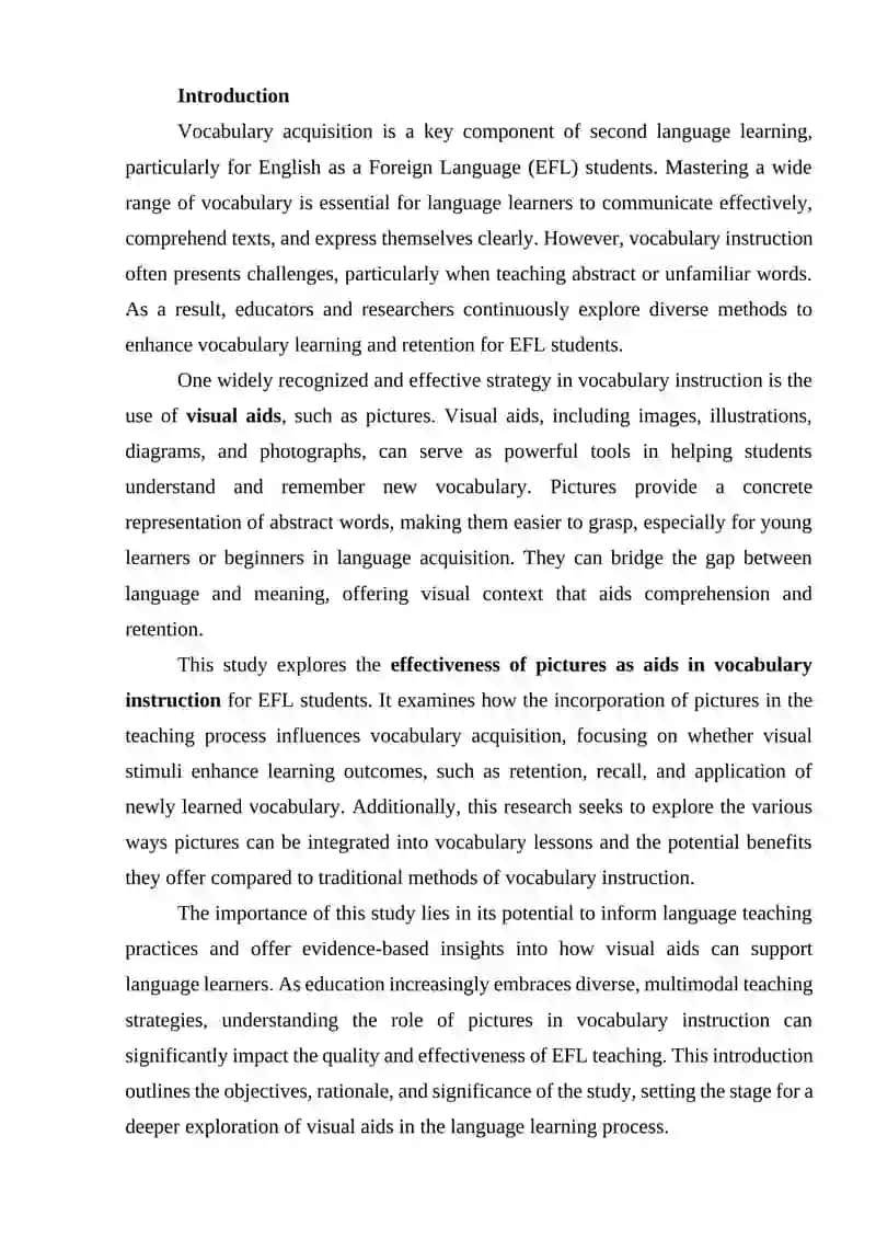 Effectiveness of Pictures as Aids in Vocabulary Instruction to EFL Students 2