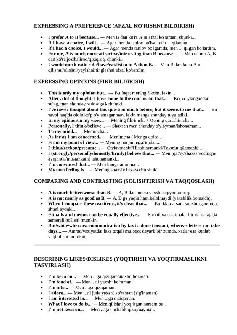 USEFUL PHRASES FOR SPEAKING IELTS da kerak boladigan rrazalar oling afsuslanmaysiz 2