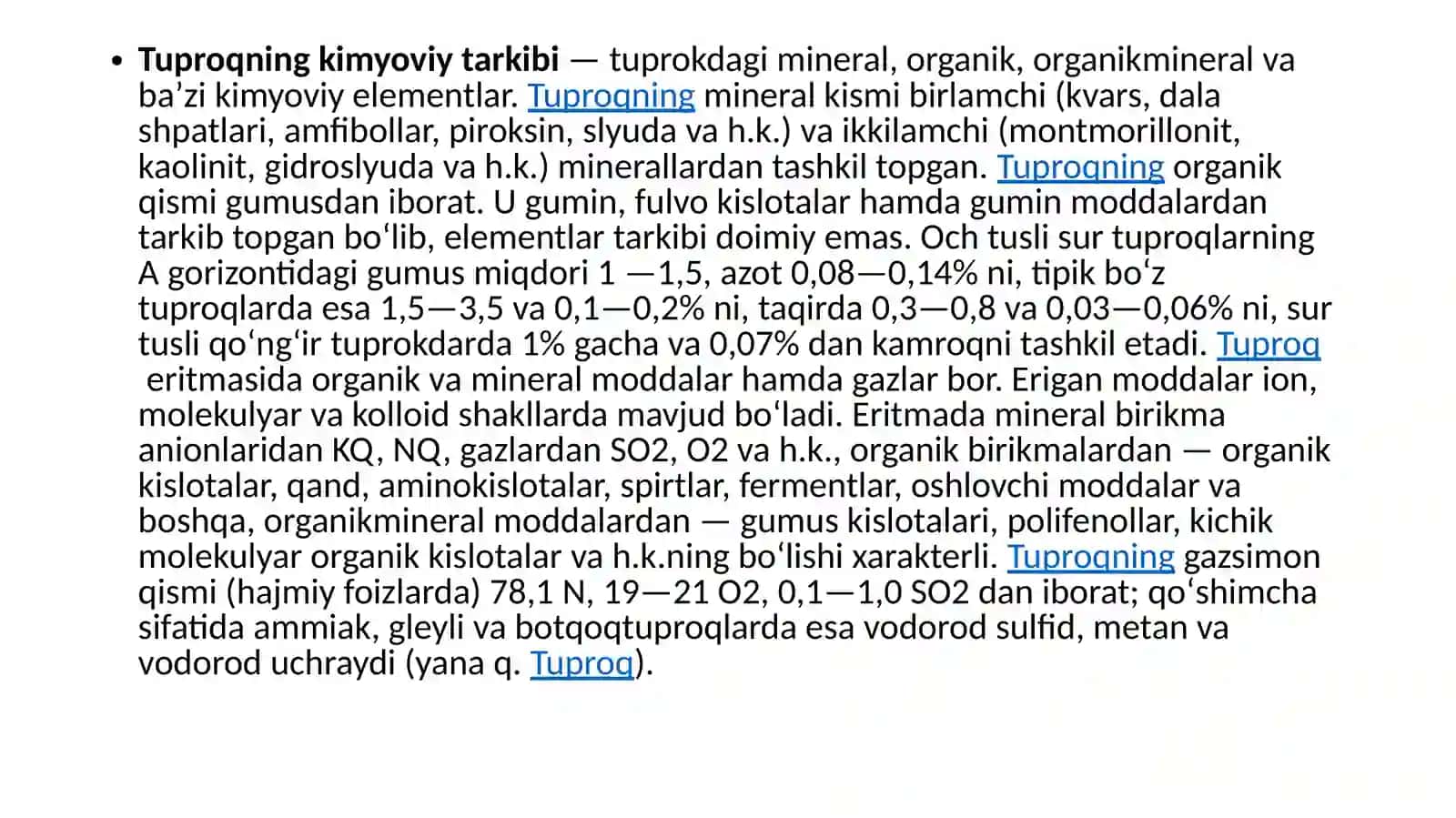 Tuproqning kimyoviy tarkibi 2