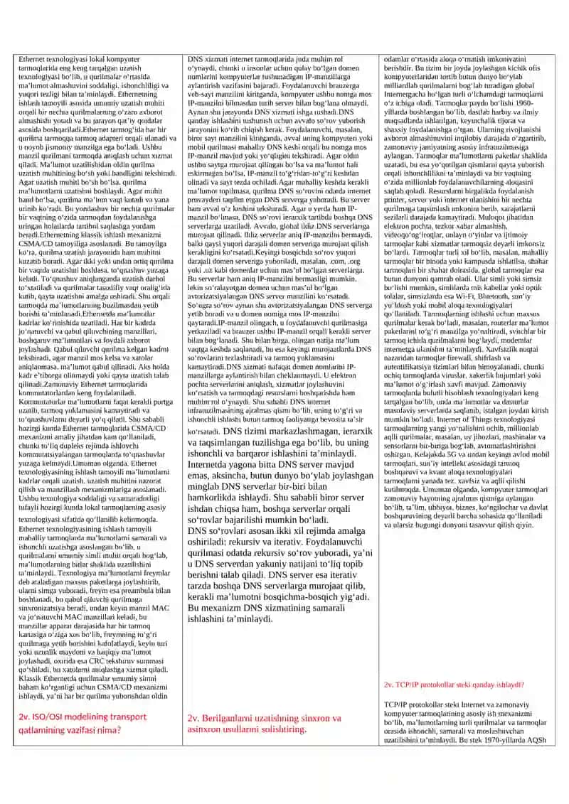 Kompyuter tarmoqlari fanining predmeti 2