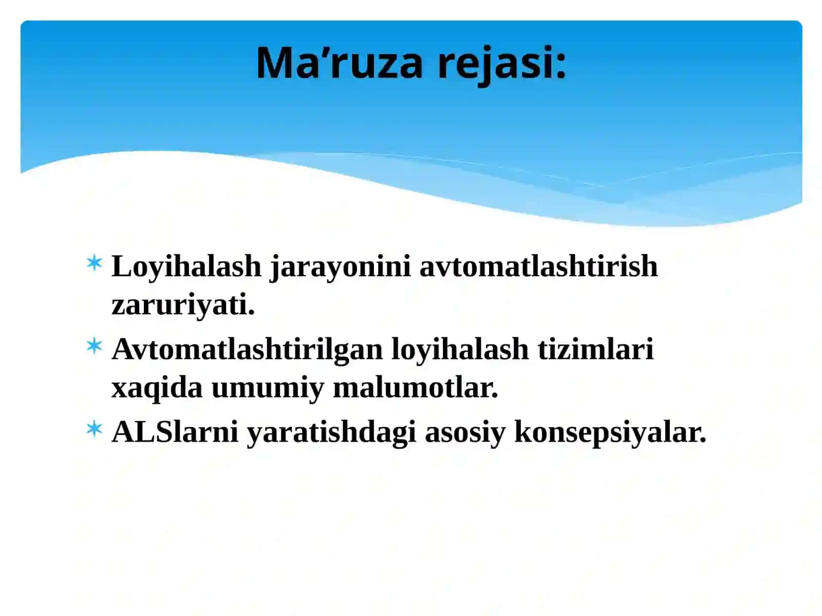 RADIOELEKTRON APPARATLARNI LOYIHALASHNI AVTOMATLASHTIRISHCISTEMALARI (ALS) HAQIDA UMUMIY MA'LUMOTLAR 2