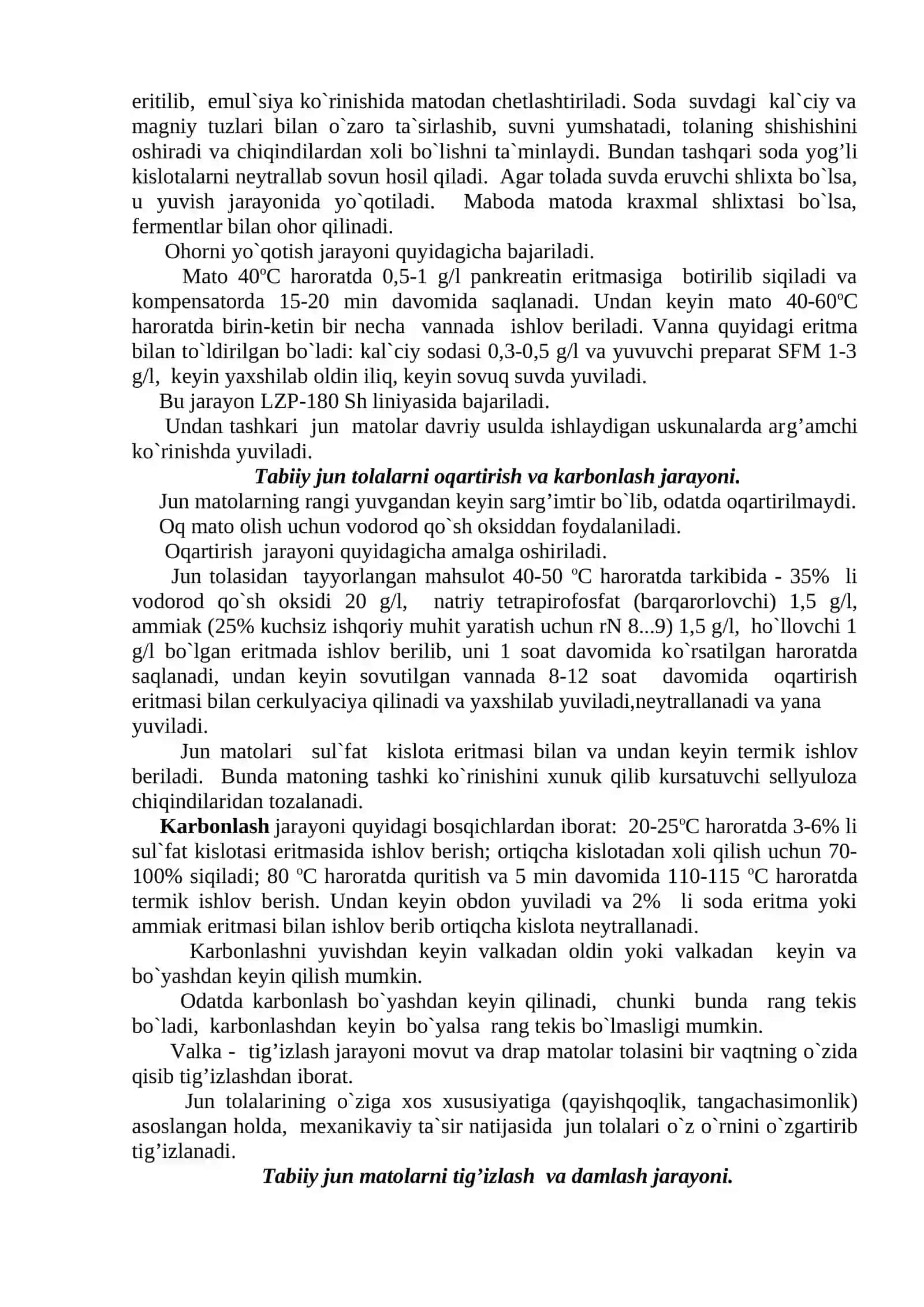 Oqsil tolali matolarni pardozlashga tayyorlash 2
