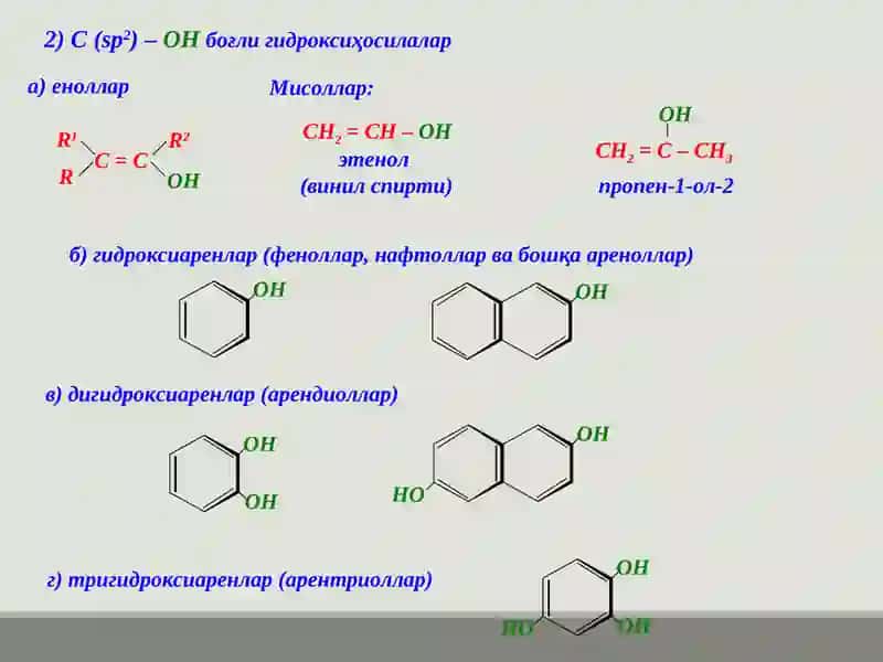 ГИДРОКСИҲОСИЛАЛАР. СПИРТЛАР. ФЕНОЛЛАР 2