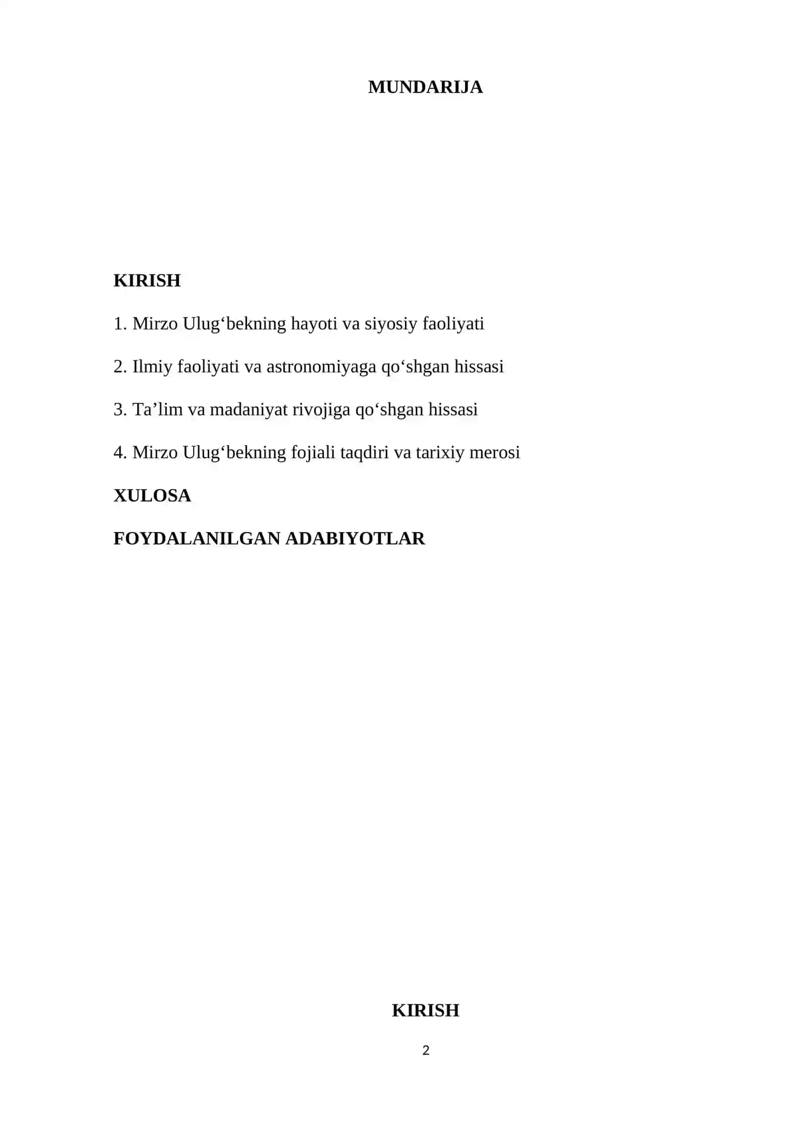 MIRZO ULUG‘BEK – DAVLAT ARBOBI VA BUYUK OLIM REFERAT 2