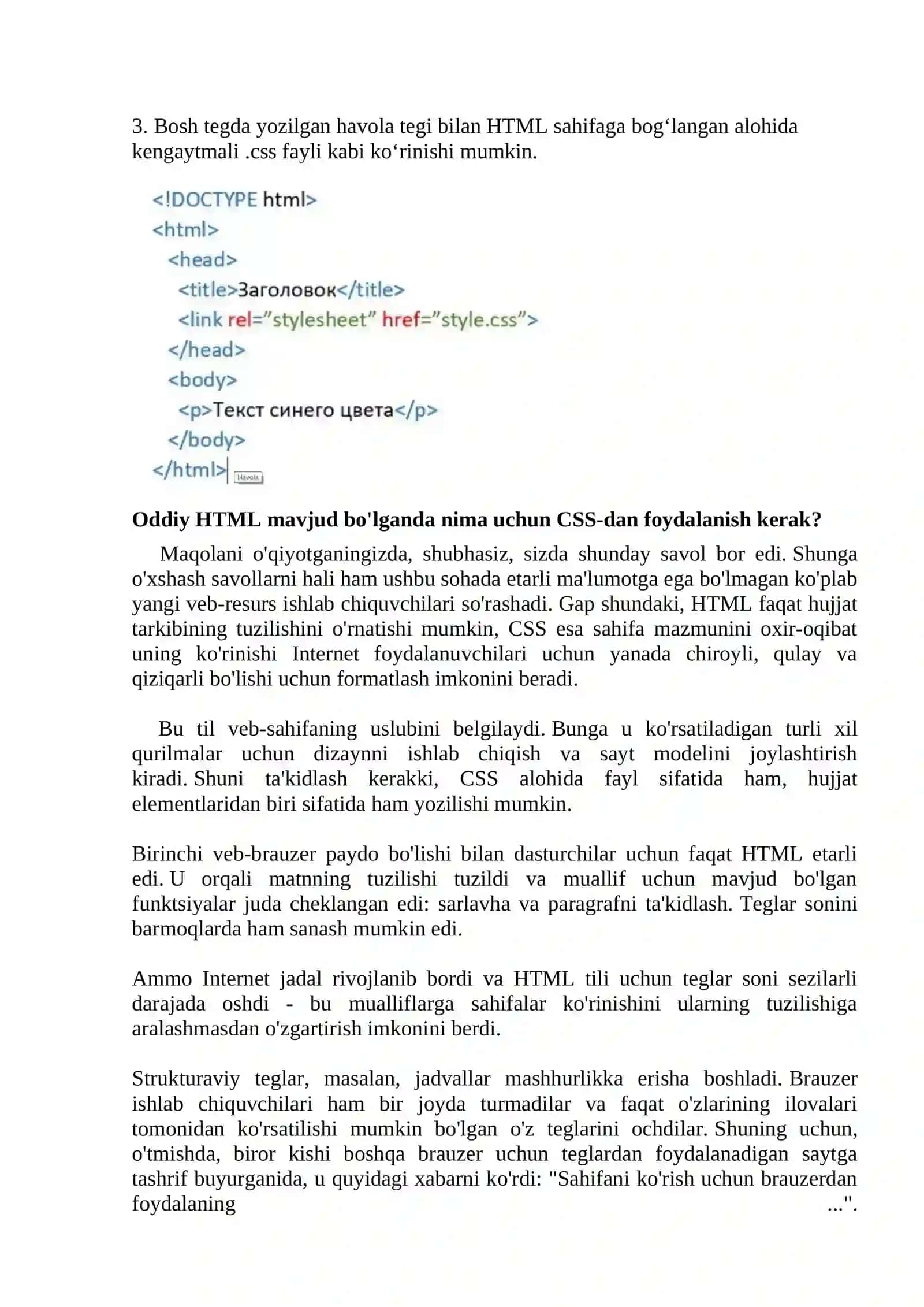 CSS -ning vazifasi va qo‘llanilishi 2