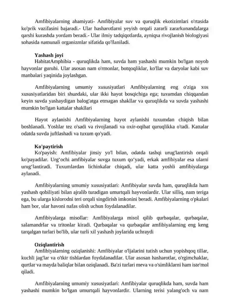 Amfibiyalarning Umumiy Tavsifi 2