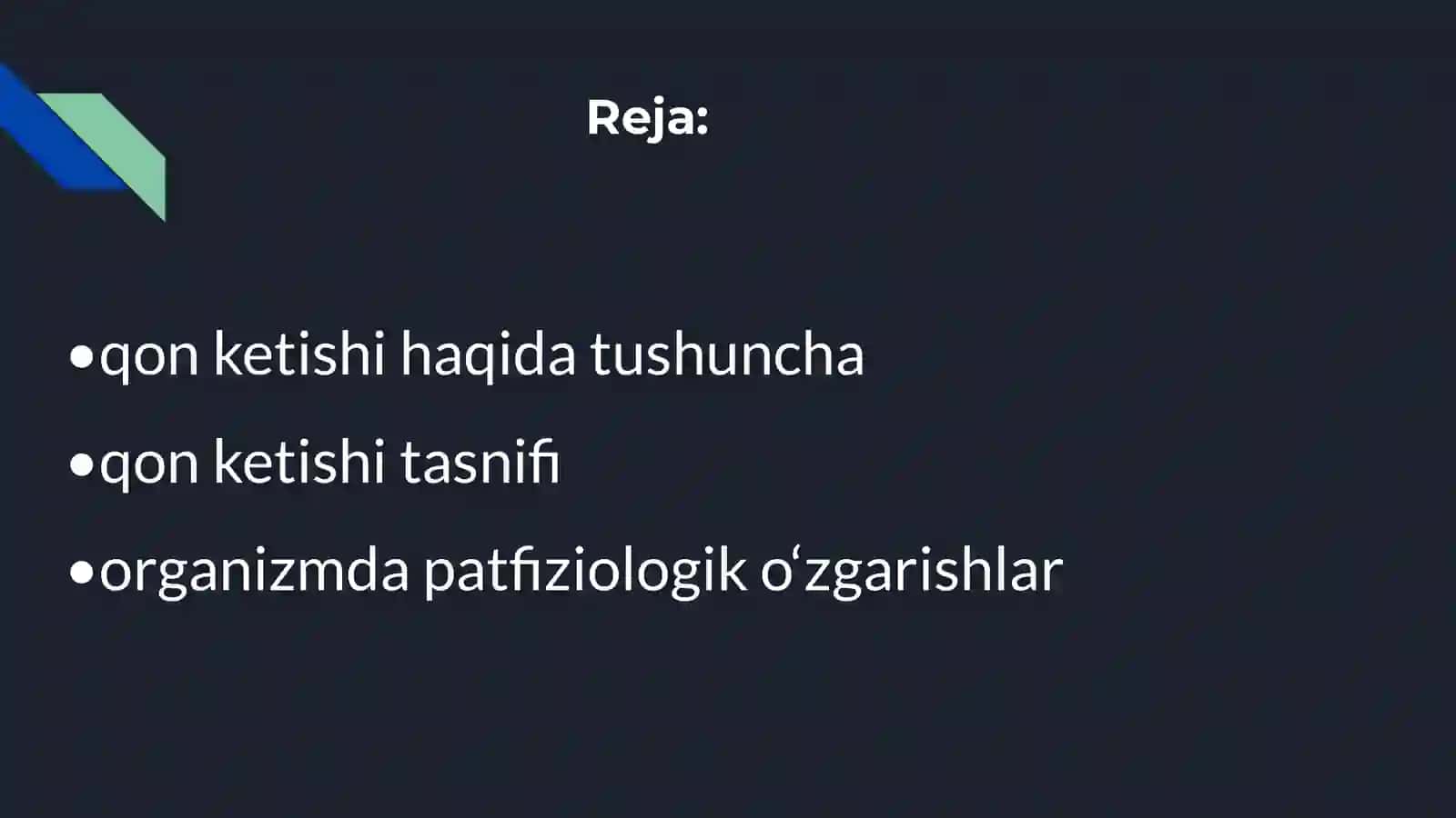 Qon ketishi va qon yo‘qotish 2