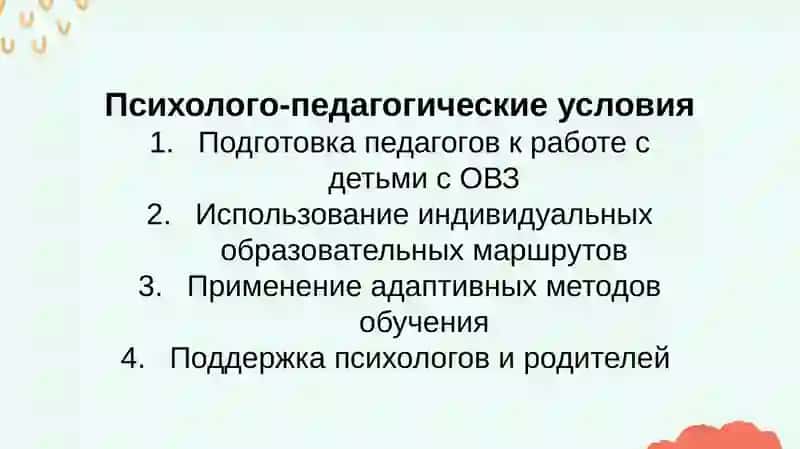Психолого-педагогические организационные условия инклюзивного образования 2