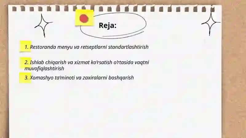 Restoranda Ishlab Chiqarishning O'ziga Xos Xususiyati 2