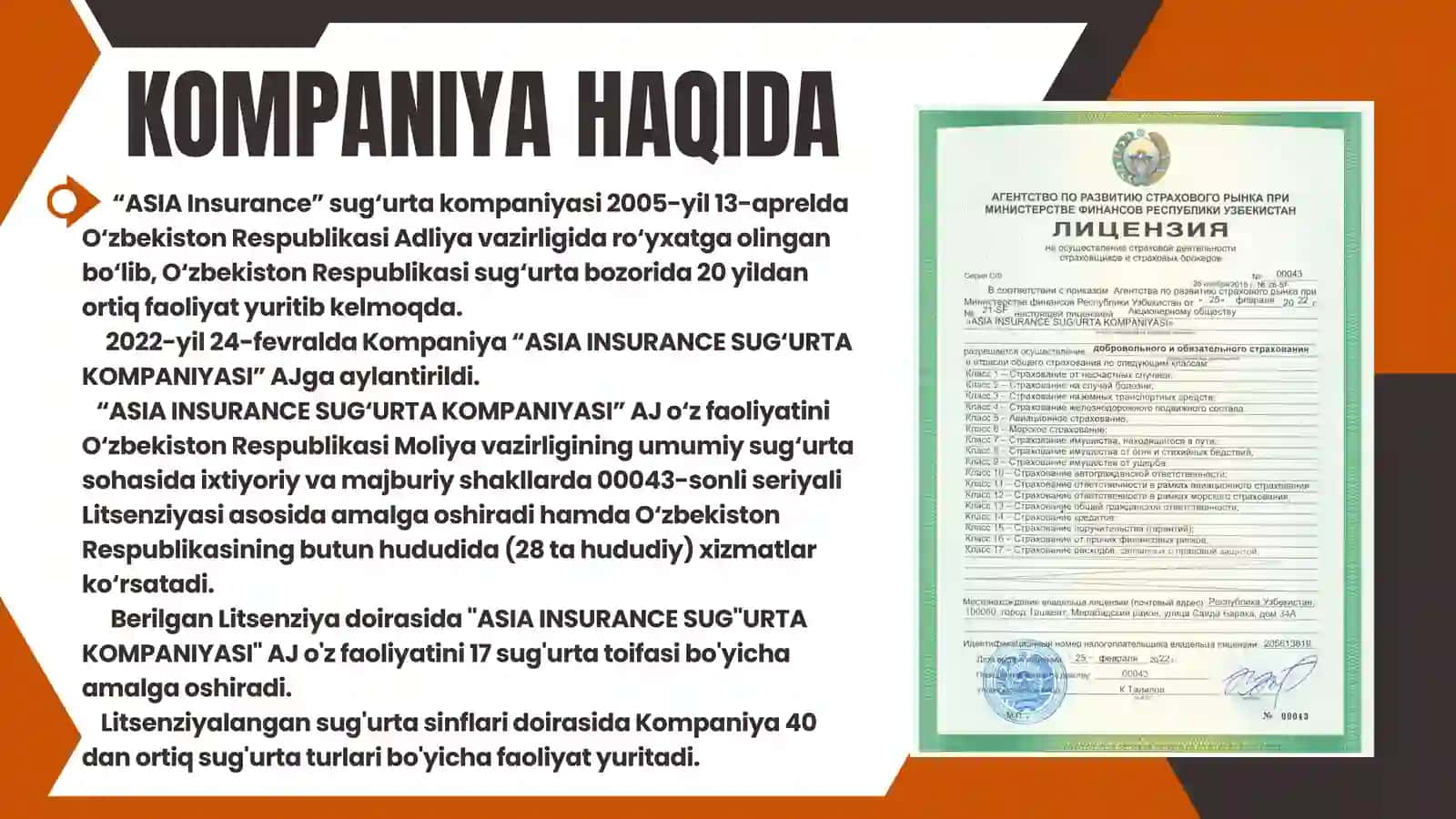 "ASIA INSURANCE SUG‘URTA KOMPANIYASI" 2