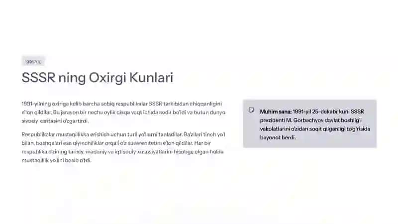 Sovet Davlatining Parchalanishi va Mustaqillikning E'lon Qilinishi 2