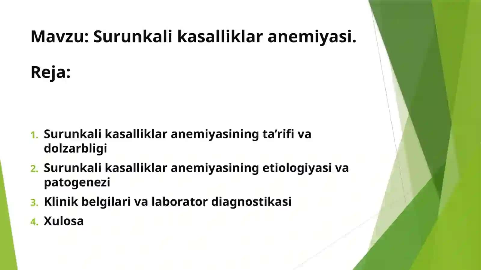Surunkali kasalliklar anemiyasi 2