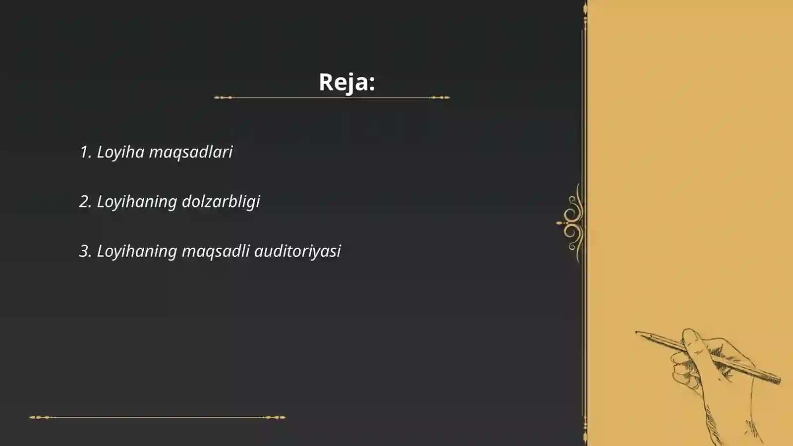 Loyiha. Loyiha tafsifi 2