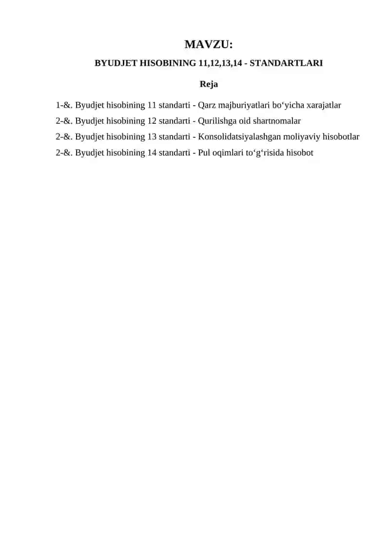 BYUDJET HISOBINING 11,12,13,14 - STANDARTLARI 2