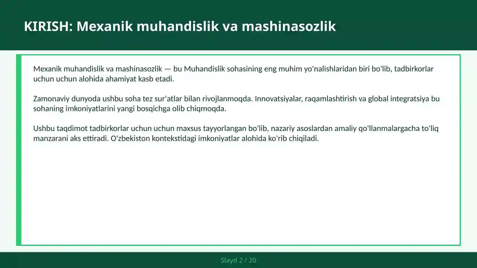 Mexanik Muhandislik va Mashinasozlik 2