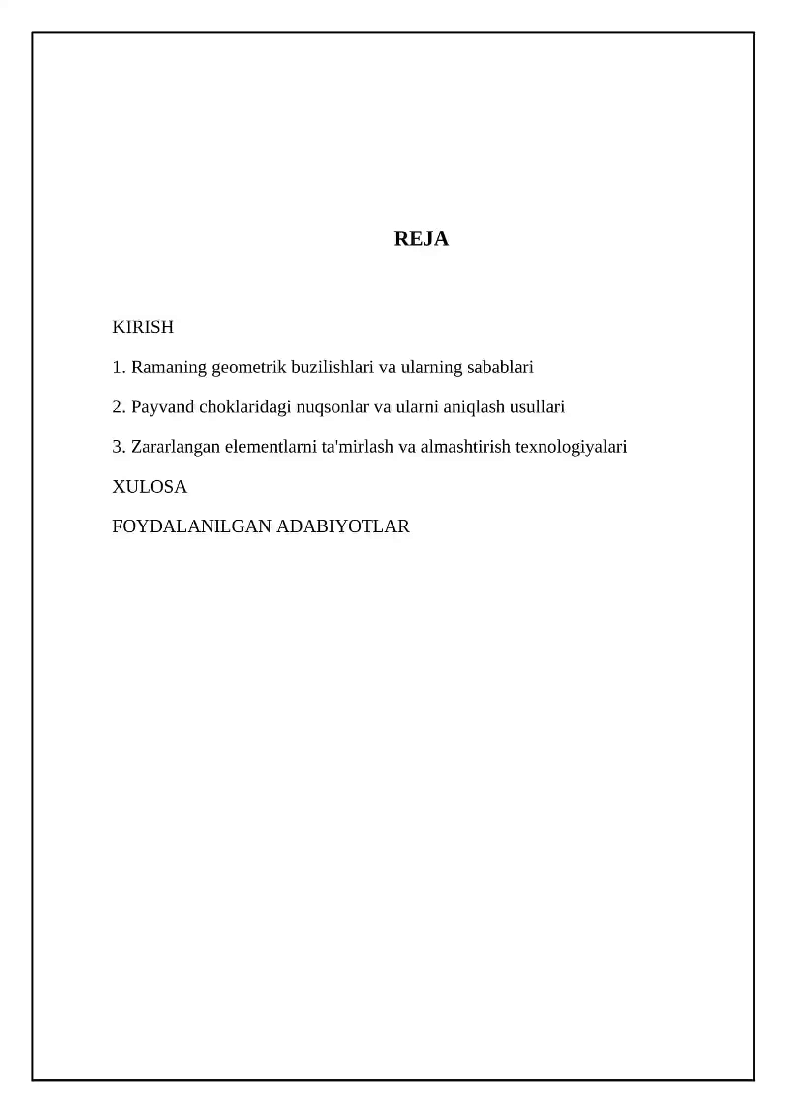 Vagon ramasining asosiy nosozliklari va bartaraf etish usullari 2