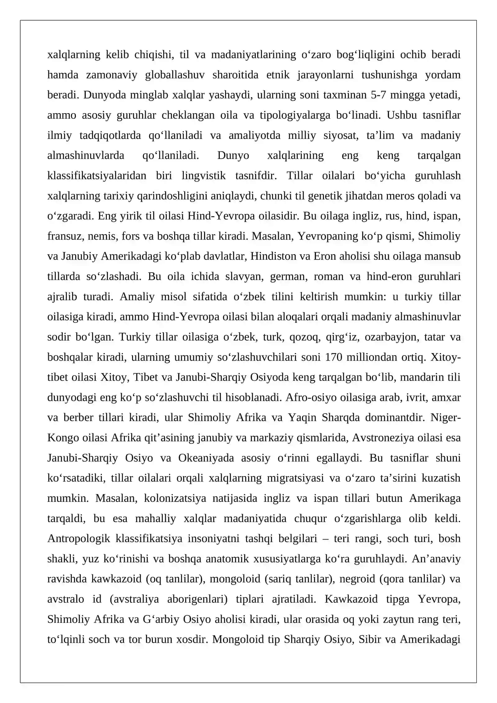 Dunyo xalqlarining klassifikatsiyasi 2