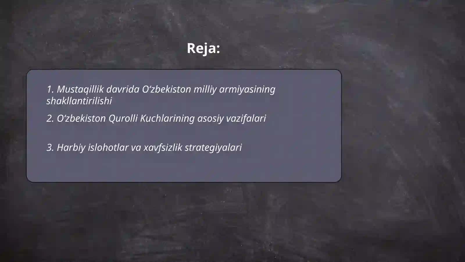 Oʻzbekiston milliy armiyaning shakllantirilishi va harbiy islohotlar 2