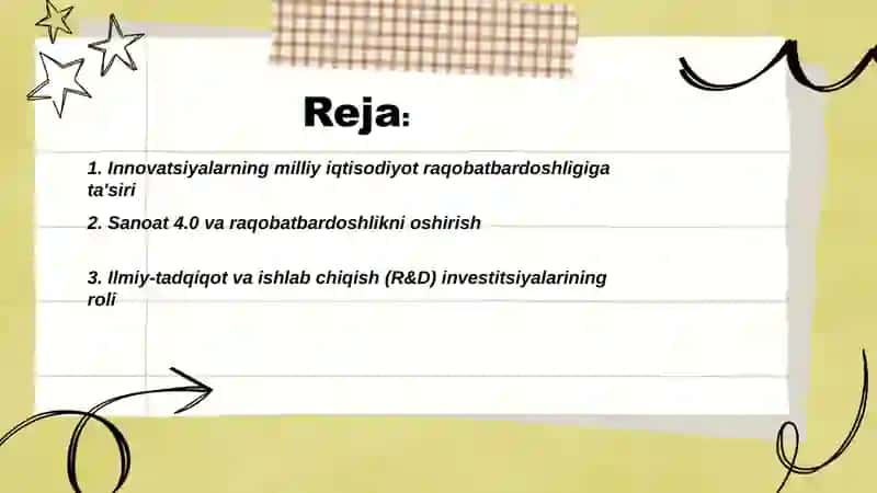 Innovatsiyalarning milliy iqtisodiyot raqobatbardoshligi 2