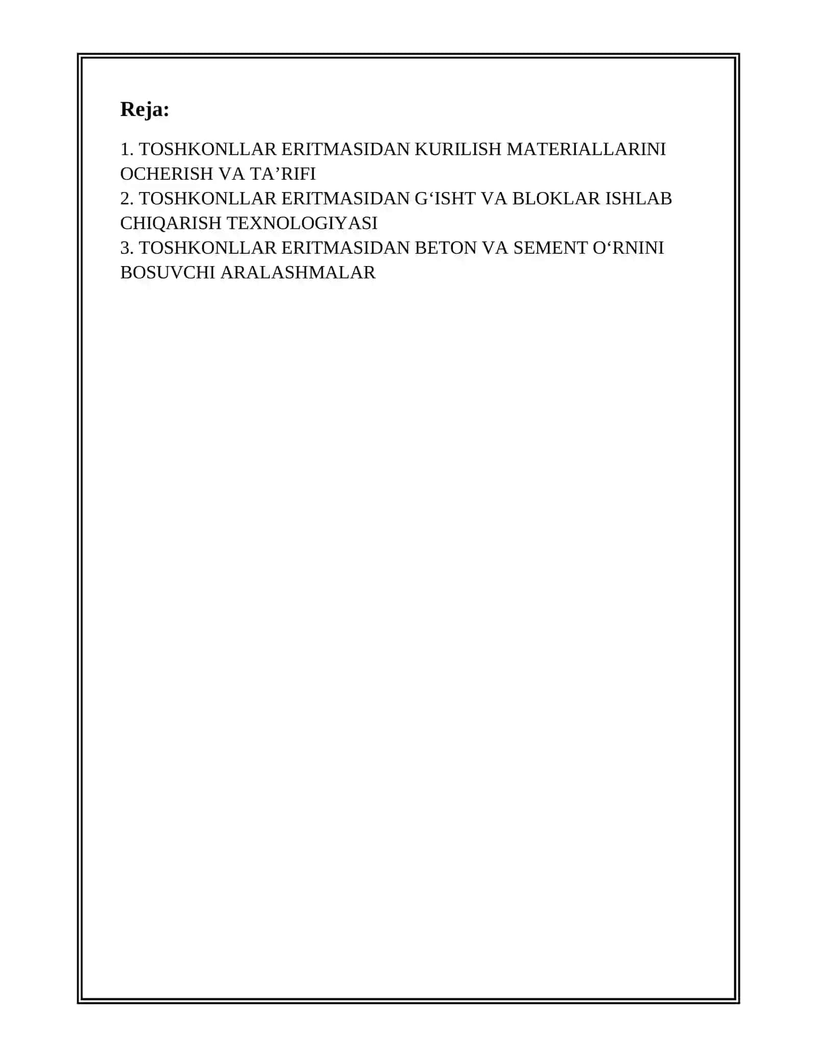 Toshkonllar eritmasidan qurilish materiallari 2
