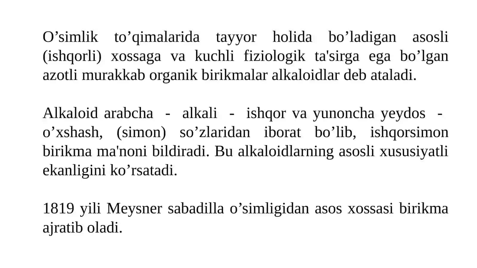 Alkaloidlar haqida tushuncha 2